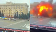 Rus ordusu, Harkov’da belediye binasını hedef aldı! Patlama anı kamerada